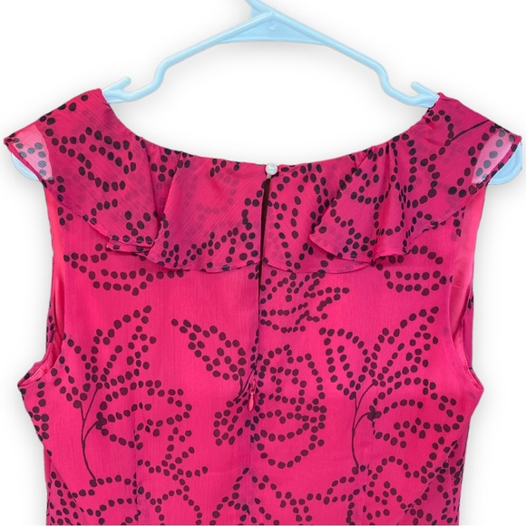 Karl Lagerfeld Paris Sleeveless Ruffle Polka Dot Floral Printed Dress Size 6 - Picture 5 of 6